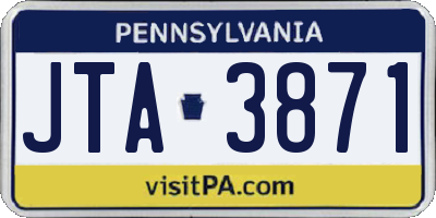 PA license plate JTA3871