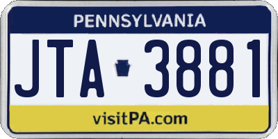 PA license plate JTA3881