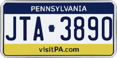 PA license plate JTA3890
