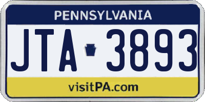 PA license plate JTA3893