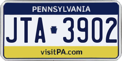 PA license plate JTA3902