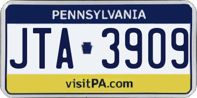 PA license plate JTA3909