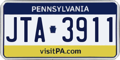 PA license plate JTA3911