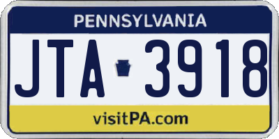 PA license plate JTA3918