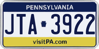 PA license plate JTA3922