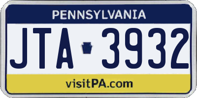 PA license plate JTA3932