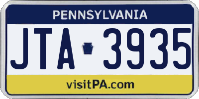 PA license plate JTA3935