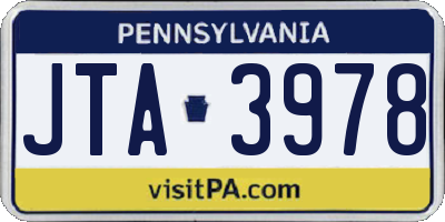 PA license plate JTA3978
