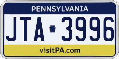 PA license plate JTA3996