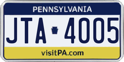 PA license plate JTA4005