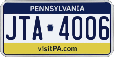 PA license plate JTA4006