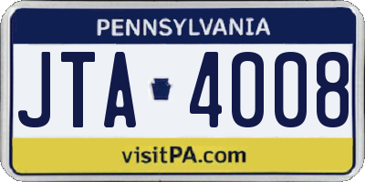 PA license plate JTA4008