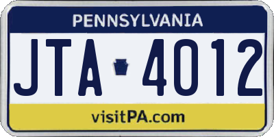 PA license plate JTA4012