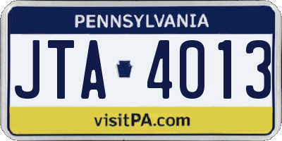 PA license plate JTA4013
