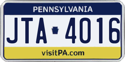 PA license plate JTA4016