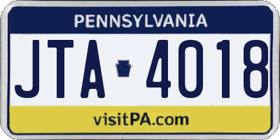 PA license plate JTA4018