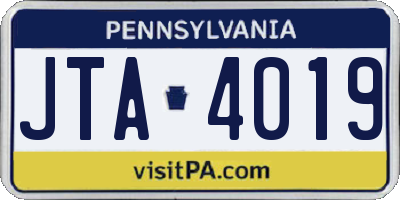 PA license plate JTA4019