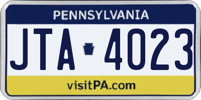 PA license plate JTA4023