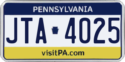 PA license plate JTA4025
