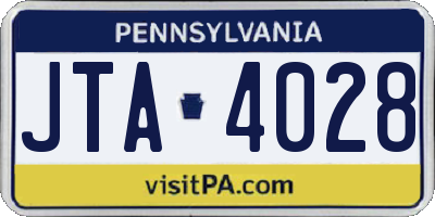 PA license plate JTA4028