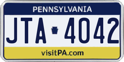 PA license plate JTA4042