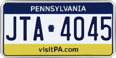 PA license plate JTA4045
