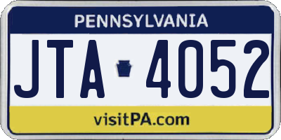 PA license plate JTA4052
