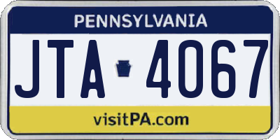 PA license plate JTA4067