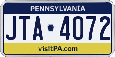 PA license plate JTA4072