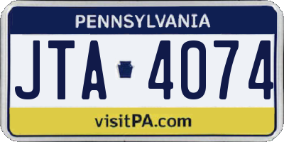 PA license plate JTA4074