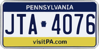 PA license plate JTA4076