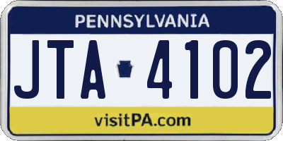 PA license plate JTA4102