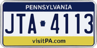 PA license plate JTA4113