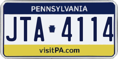 PA license plate JTA4114