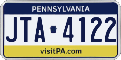PA license plate JTA4122