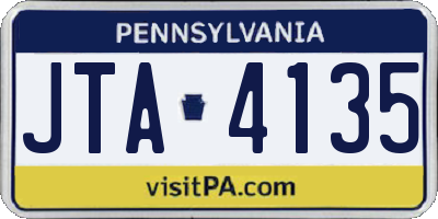 PA license plate JTA4135