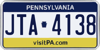 PA license plate JTA4138