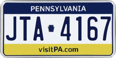 PA license plate JTA4167