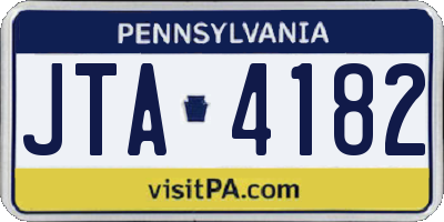 PA license plate JTA4182