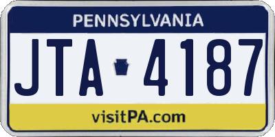 PA license plate JTA4187