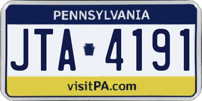 PA license plate JTA4191