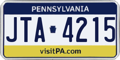 PA license plate JTA4215