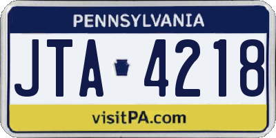 PA license plate JTA4218