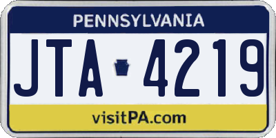 PA license plate JTA4219