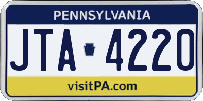 PA license plate JTA4220
