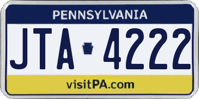PA license plate JTA4222