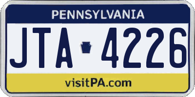 PA license plate JTA4226