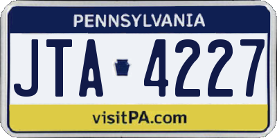 PA license plate JTA4227