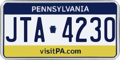 PA license plate JTA4230
