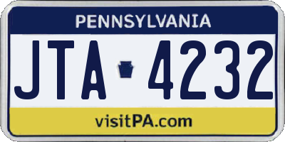 PA license plate JTA4232
